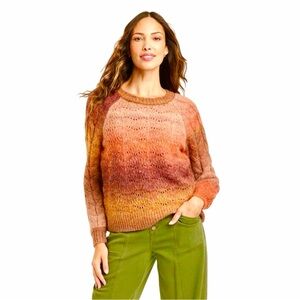 Knox Rose Open Cable knit Ombre Crewneck Sweater Small NWT